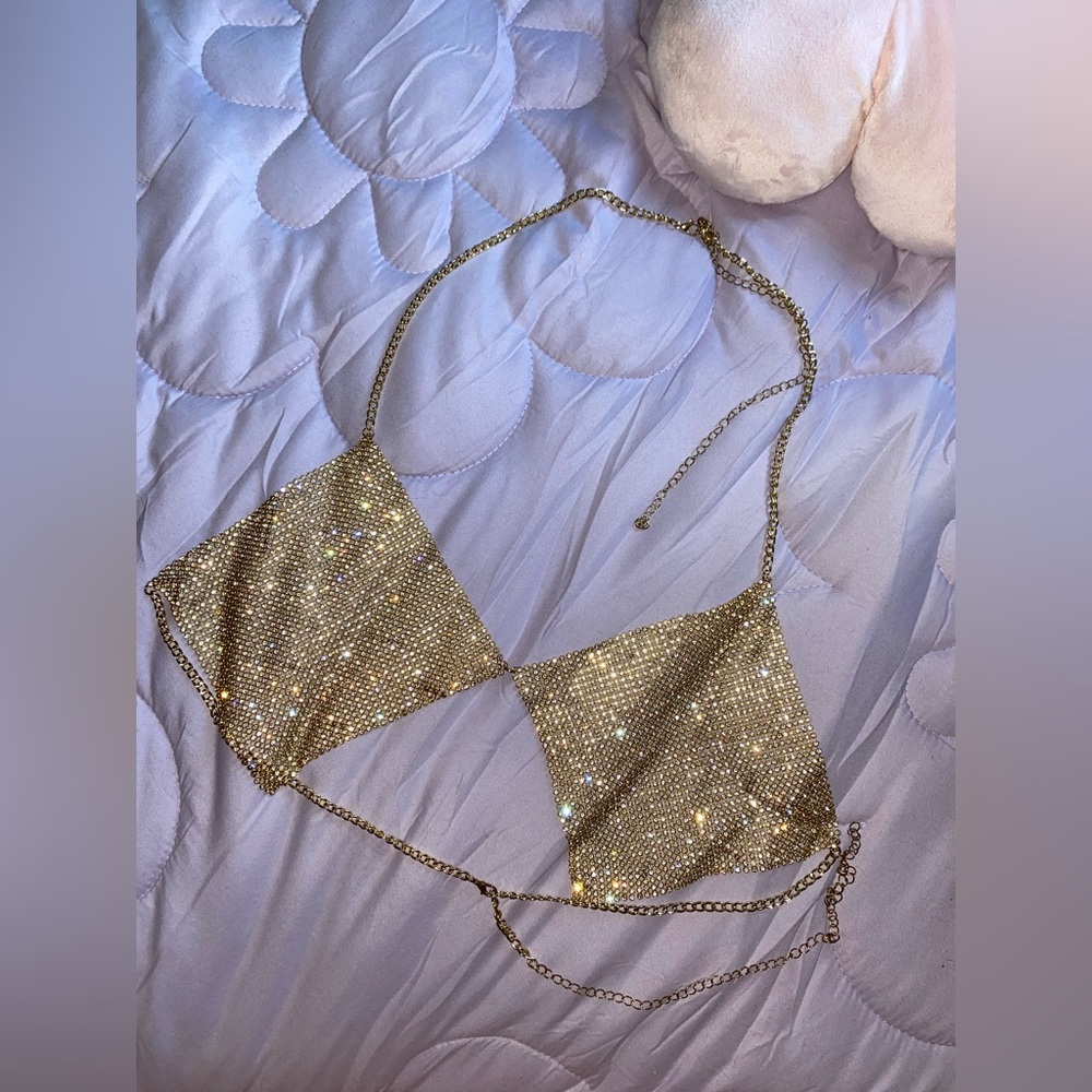 Beautiful MYADDICTION diamond gold top